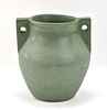 ARTS & CRAFTS GREEN MATTE DOUBLE HANDLED POTTERY VASE