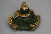 Antique French Jade Inkwell w/ Bronze Mounts