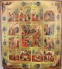 19th C. Icon, Christ of Smolensk & 12 Feasts