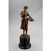 19th C. French Bronze Woman w/ Fruit Sculpture