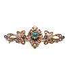 Antique 18k Gold Pin Brooch with Emerald and Diamonds