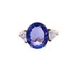 4.80 Ctw in Tanzanite and Diamonds 18kt Gold Ring