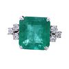 11.0 Ctw in Emerald and Diamonds 18 kt Gold Ring
