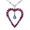 Platinum Gold Heart Necklace with Rubies, Sapphire and Diamonds