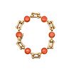 Tiffany & Co. Stations Chain Bracelet In 18Kt Yellow Gold With 16.68 Ctw In Pink Coral