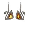 Yellow Sapphires and Diamonds 18kt Gold Swan Earrings