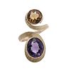 Moi et Toi 18k Gold ring with Amethyst and Citrine