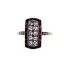 Antique 18k Gold Ring with Diamonds and Rubies
