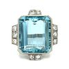 1950â€™s Platinum 35.00 Ct. Aquamarine & Diamond Ring