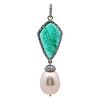 14kt Gold Pendant with Emerald, Diamonds and Pearl