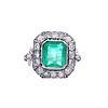Platinum Cocktail Ring with 4.25 ctw Emerald and Diamonds