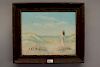 Signed 20th C. Beach Scene With Woman