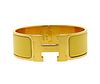 Hermes H Vermeil Gold Tone Enamel Bangle Bracelet