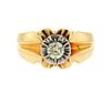 18K Gold  Diamond Gypsy Ring