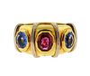 18K Gold Ruby Sapphire Band Ring
