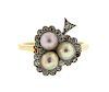 Antique Victorian 14k Gold Natural Pearl Diamond Ring