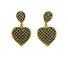 Boucheron 18K Gold Malachite Heart Dangle Earrings
