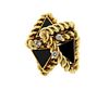 1970s Massive14K Gold Diamond Onyx Geometric Ring