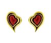 Mavit 18k Gold Red Enamel Heart Earrings