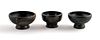 Three Ancient Black Glazed Salt Cups