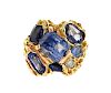 Natural No Heat Blue Sapphire Diamond 14K Gold Ring