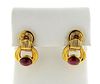 18K Gold Diamond Pink Stone Knocker Earrings