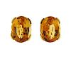 14k Gold Yellow Stone Oval Earrings