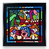 Romero Britto 'News Cafe' signed & numbered giclee on canvas 2011