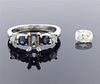 Platinum Blue Stone Diamond Engagement Ring