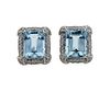 18K Gold Diamond Blue Stone Earrings