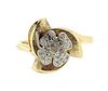14K Gold Diamond Flower Motif Ring