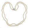 14K Gold Diamond Pearl 2 Strand Necklace