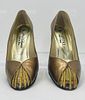 Bronze Leather Pumps size 7 1/2 M, Made in Spain by Stuart Weitzman for Sak's Fifth Avenue