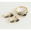 Sapphire Diamond 14k Gold Ring & Earrings