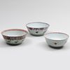 Three Chinese Export Famille Rose Porcelain Bowls