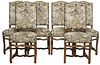 (6) FRENCH LOUIS XIV STYLE UPHOLSTERED OAK DINING CHAIRS