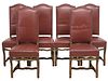 (6) FRENCH LOUIS XIV STYLE LEATHER UPHOLSTERED DINING CHAIRS