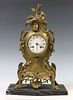 FRENCH LOUIS XV STYLE BRONZE MANTEL CLOCK ON MARBLE BASE