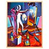 Mark Kostabi, "Faster Pieces are Masterpieces" Framed Original Painting on Canvas (42" x 54"), Hand Signed with Certificate of Authenticity.