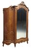 FINE FRENCH LOUIS XV STYLE MAHOGANY MIRRORED ARMOIRE