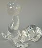 Large Steuben crystal sea lion playing with a ball animal figurine. ht. 7in., lg. 5in.