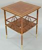 A. and H. Lejambre table, top with metalwork spider web, spider, and bug of brass, copper, and pewter having brass edging all