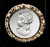 VICTORIAN REVIVAL MOURNING CAMEO PIN PENDANT