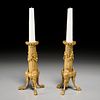 Pair Louis XVI style bronze dore candlesticks