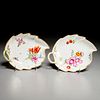 (2) early Meissen porcelain leaf dishes
