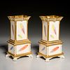 Pair Mottahedeh painted porcelain feather vases