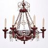Antique Empire style red tole chandelier