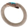 Victorian Serpent Bracelet with Gray Hair in Gold with Turquoise and Garnet