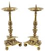 (2) BAROQUE STYLE BRASS CANDLE PRICKETS