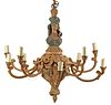 CONTINENTAL CARVED & PAINTED WOOD EIGHT-LIGHT CHANDELIER